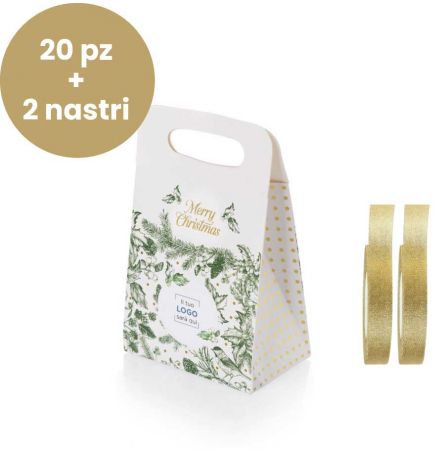 Shopper Piccola Personalizzata 20 pz + 2 nastri - Grafica Verde Magia