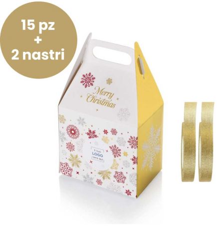 Shopper Grande Personalizzata 15 pz + 2 nastri - Grafica Fiocco di Neve