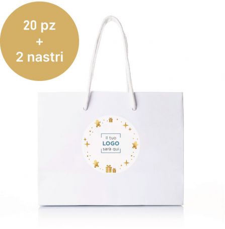 Shopper Box Bianca personalizzata 20 pz + 2 nastri - Grafica Casa Incantata