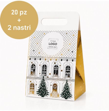 Bauletto Piccolo Personalizzato 20 pz + 2 nastri - Grafica Casa Incantata