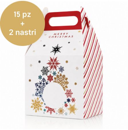 Bauletto Grande Personalizzato 15 pz + 2 nastri - Grafica Albero di Neve