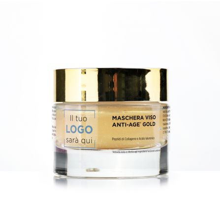 Maschera Viso Anti-age Gold con Peptidi di Collagene e Acido Ialuronico, 50 ml