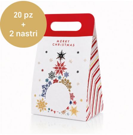 Bauletto Piccolo Personalizzato 20 pz + 2 nastri - Grafica Albero di Neve