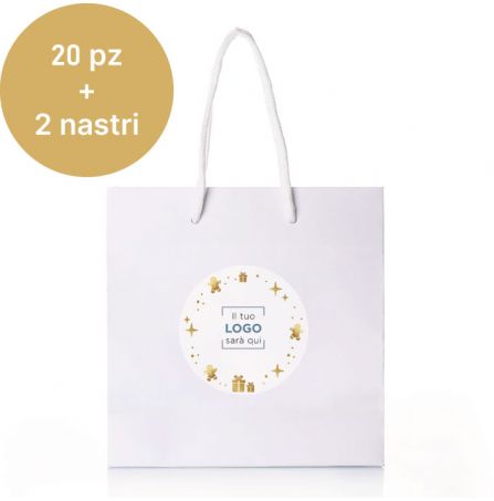 Shopper Bianca personalizzata 20 pz + 2 nastri - Grafica Casa Incantata