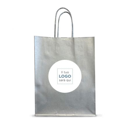 Shopper Argento con chiudipacco personalizzato